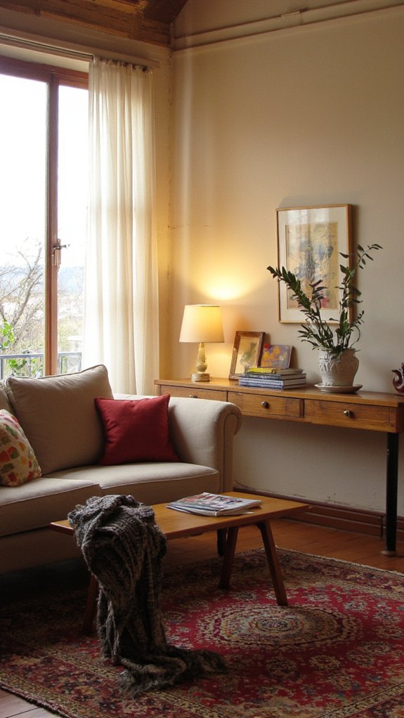 sofa and console table