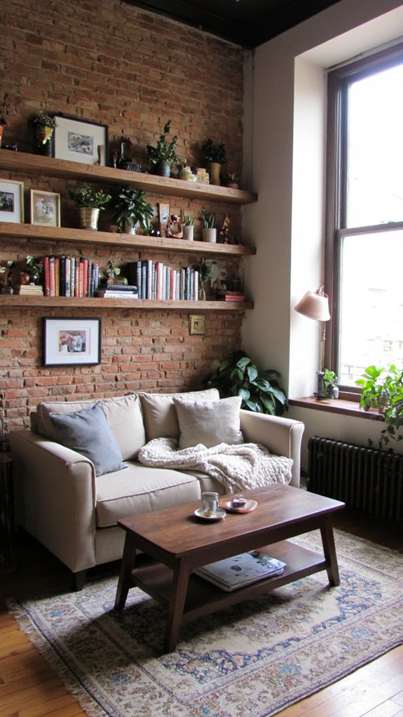 sofa wall with shelving
