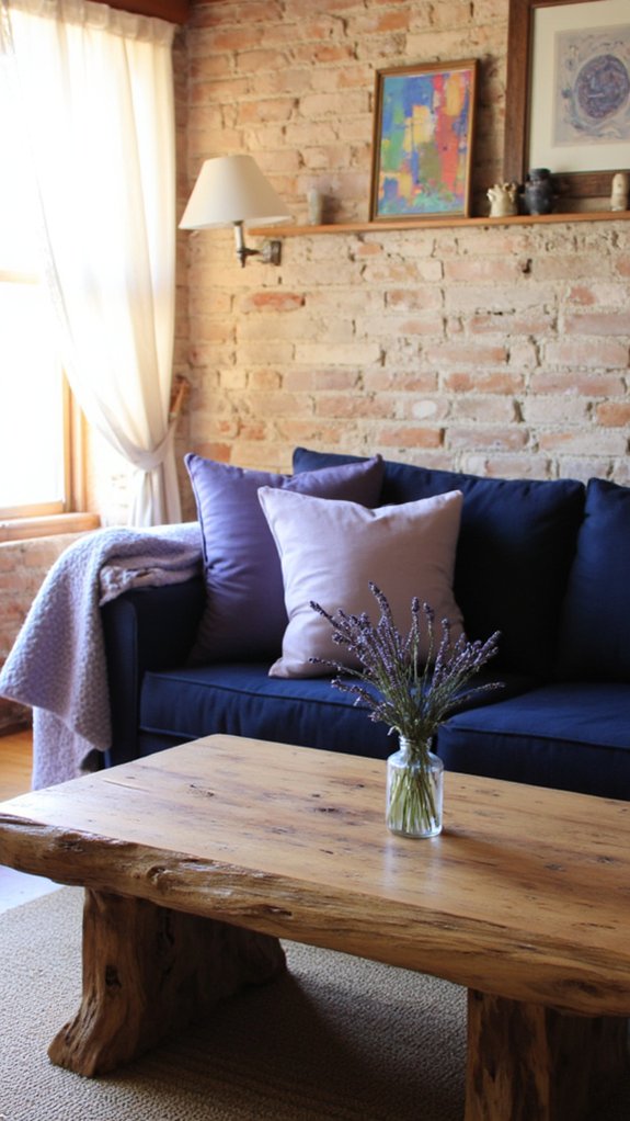 soft lavender sofa accents