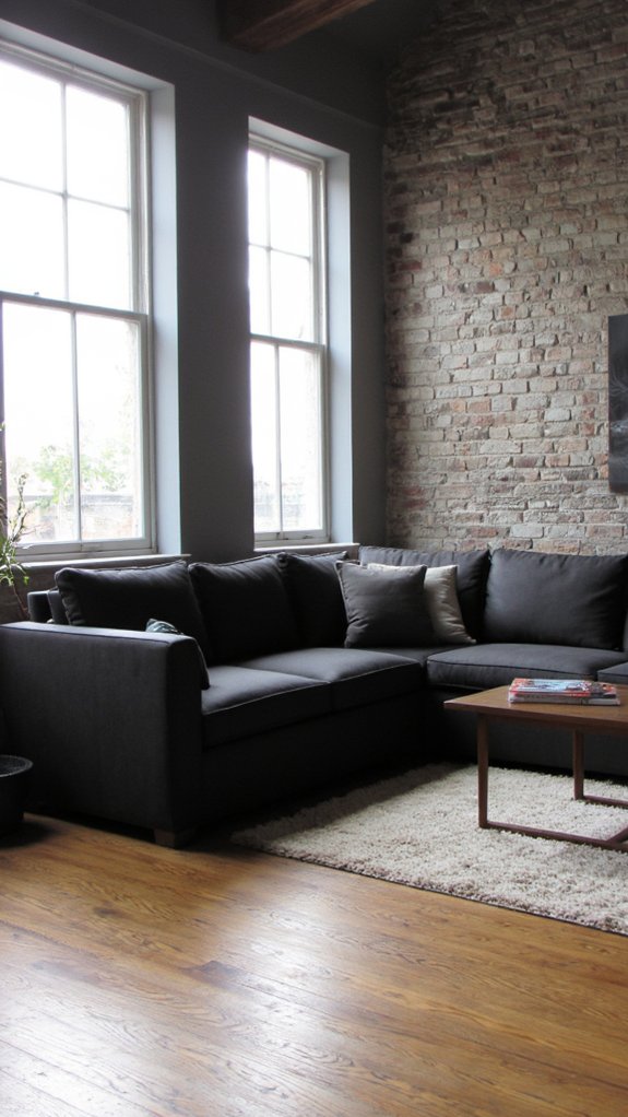 sophisticated dark grey sofa