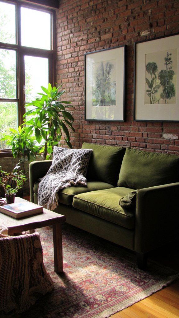 sophisticated earthy velvet sofa