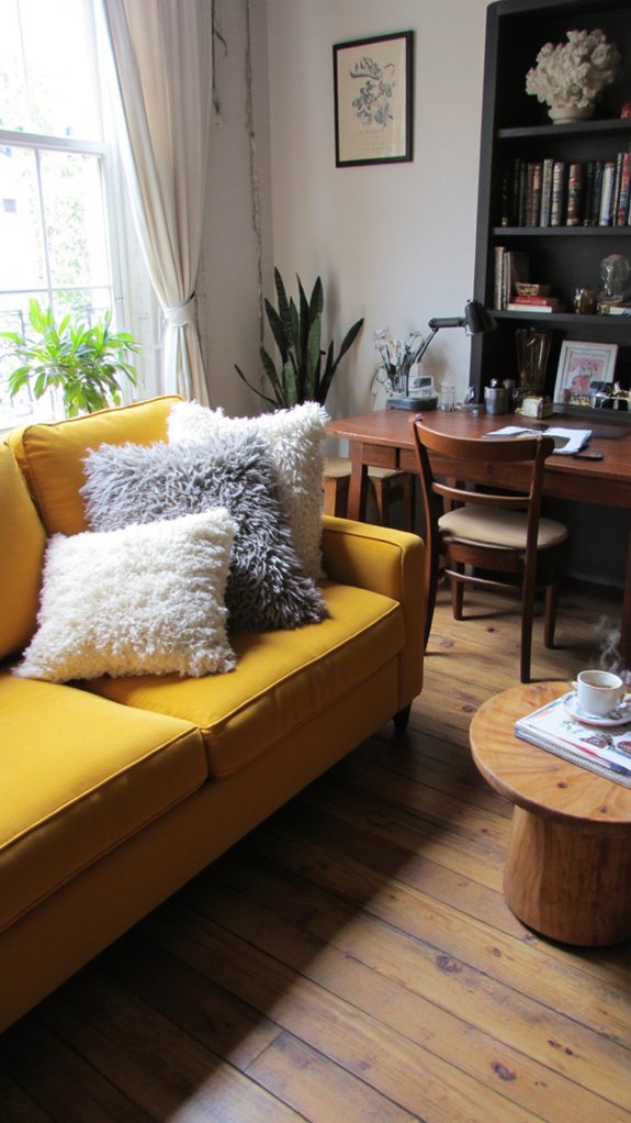 sophisticated mustard yellow sofa