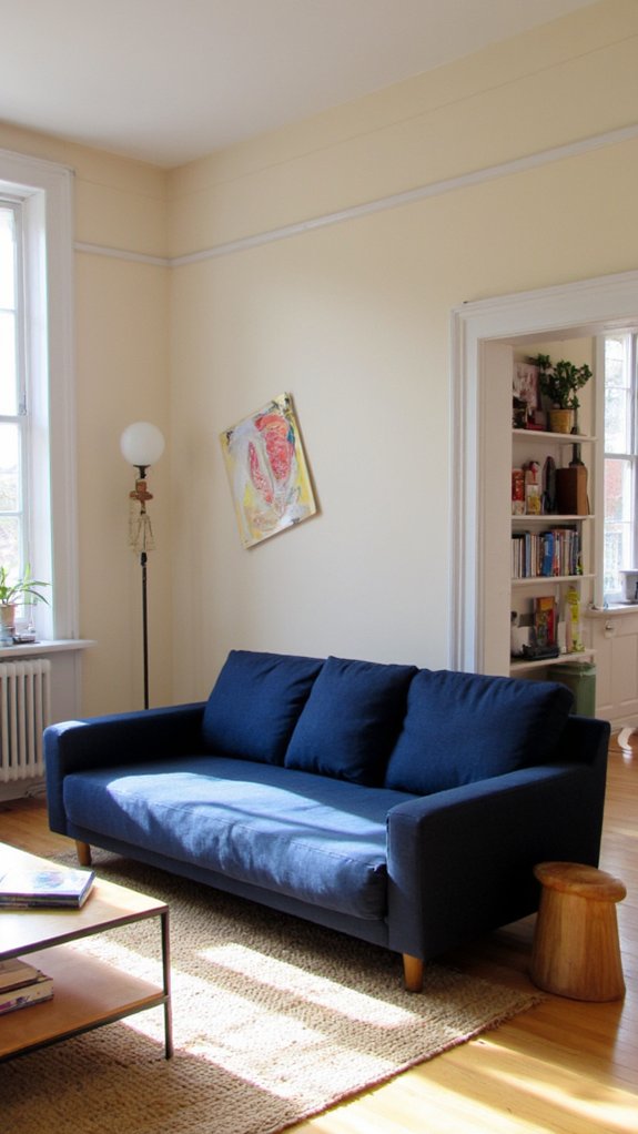 streamlined navy sofa elegance