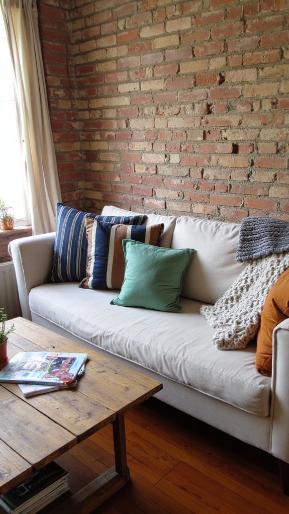 striped pillows enhance decor