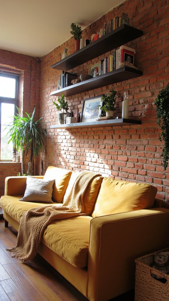 stylish floating shelves above