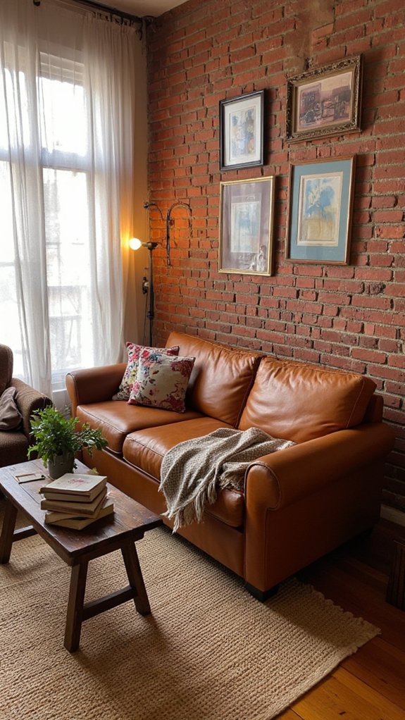 tan leather sofa focal point