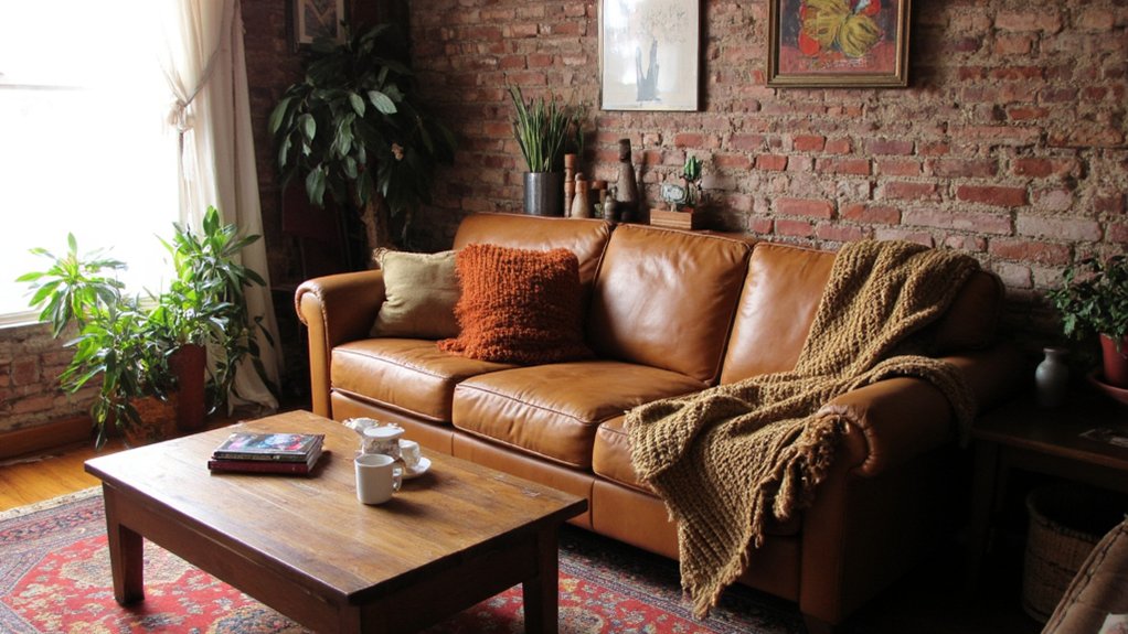 tan leather sofa styling