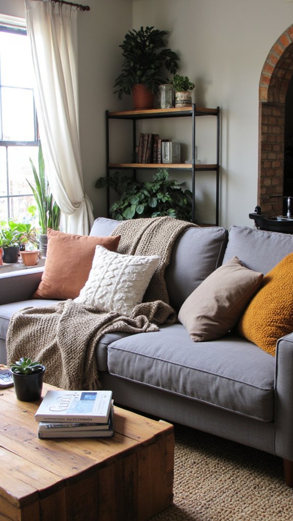textured throws and pillows