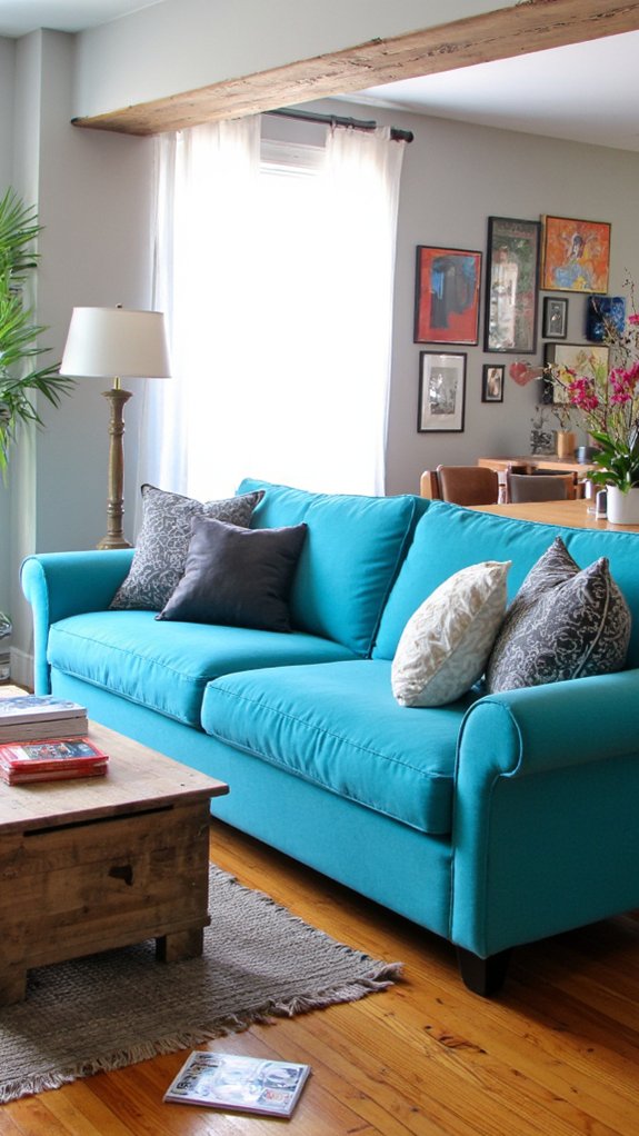 turquoise gray elegant living room