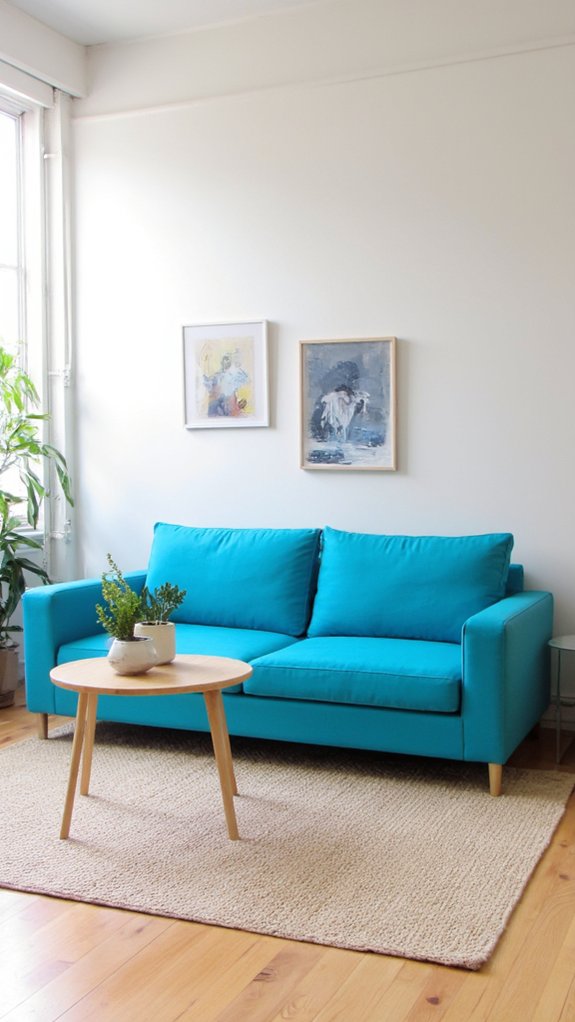 turquoise sofa serene simplicity