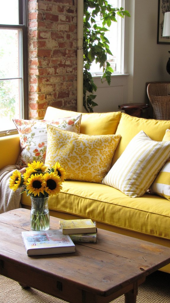 uplifting yellow pillow decor