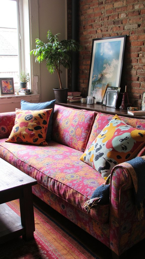 vibrant abstract sofa accents