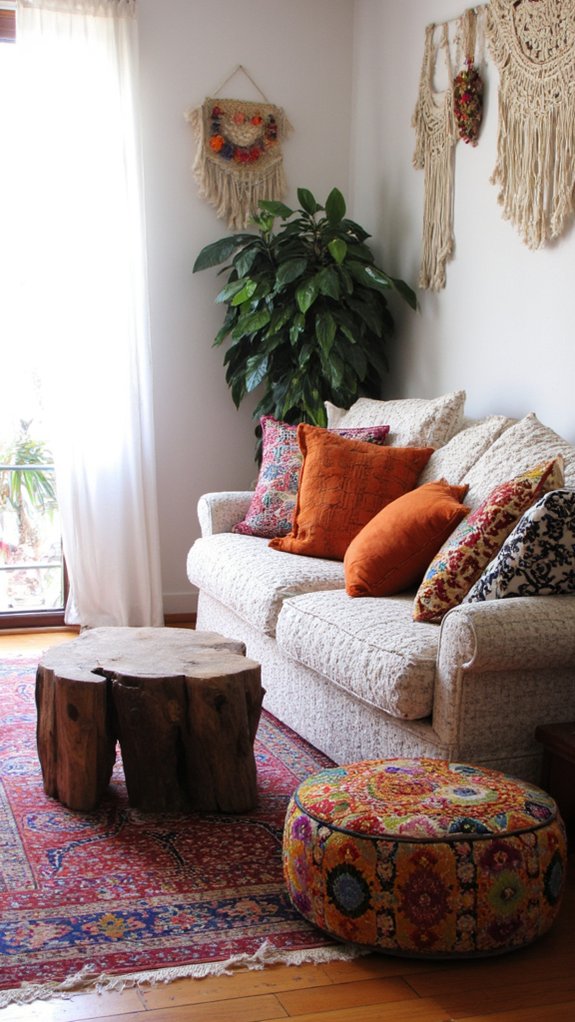 vibrant bohemian living space