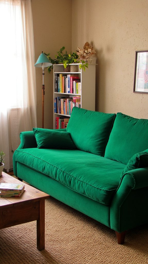 vibrant colored sofa statement