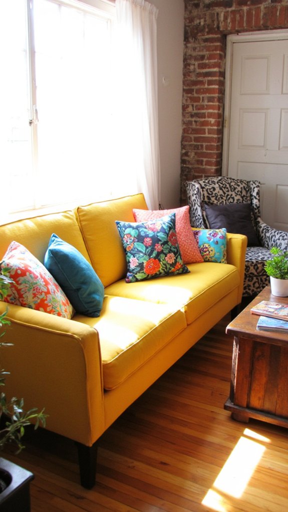 vibrant colorful sofa decor