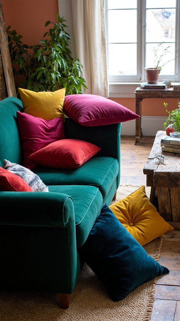 vibrant cushions brighten space