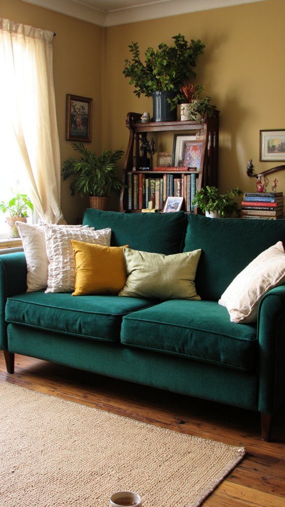 vibrant deep emerald sofa