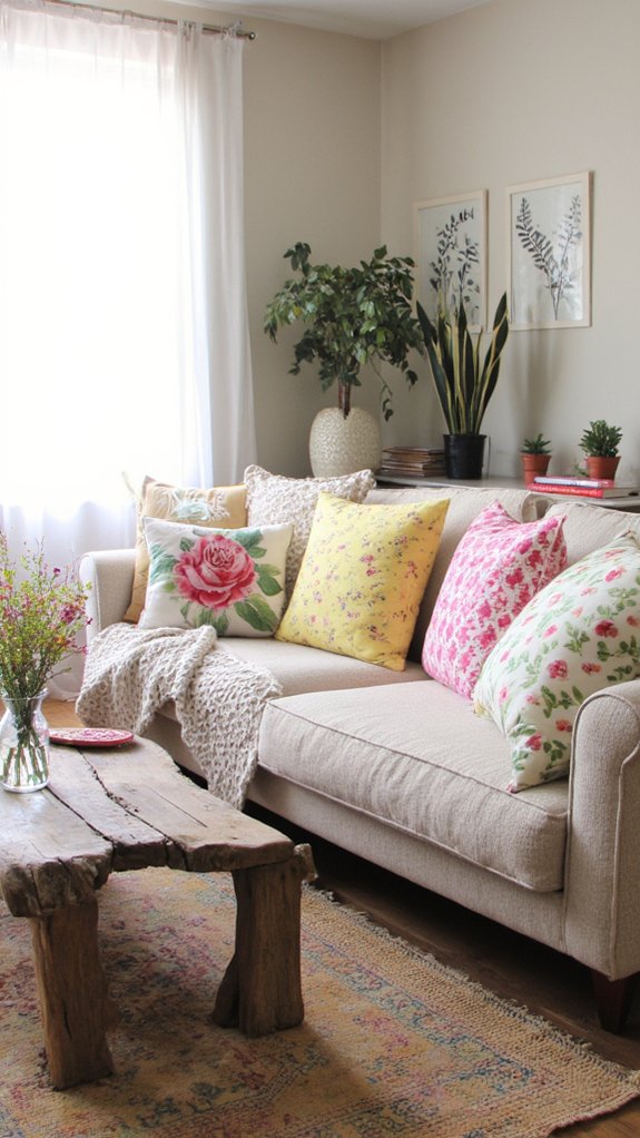 vibrant floral print accents