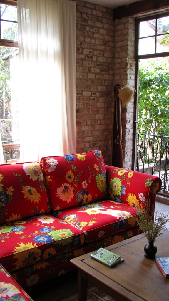 vibrant floral print sofa