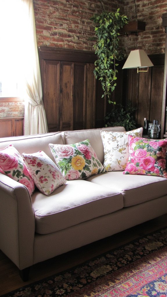 vibrant floral sofa accents