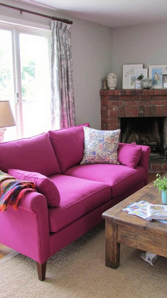 vibrant fuchsia and gray