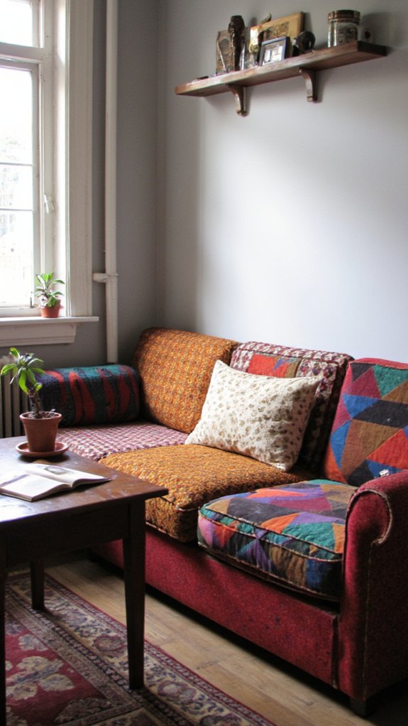 vibrant geometric retro sofa