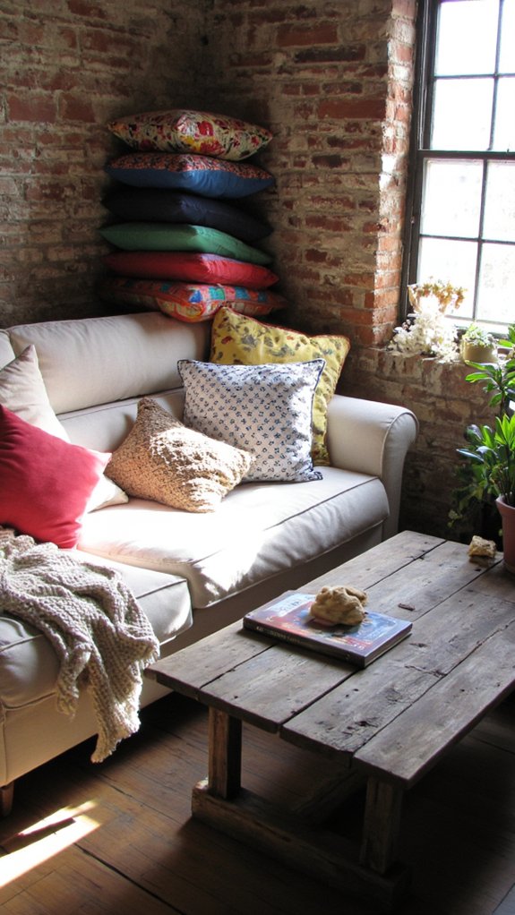 vibrant layered pillow design