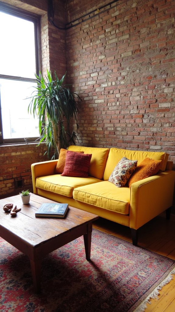 vibrant mustard sofa statement