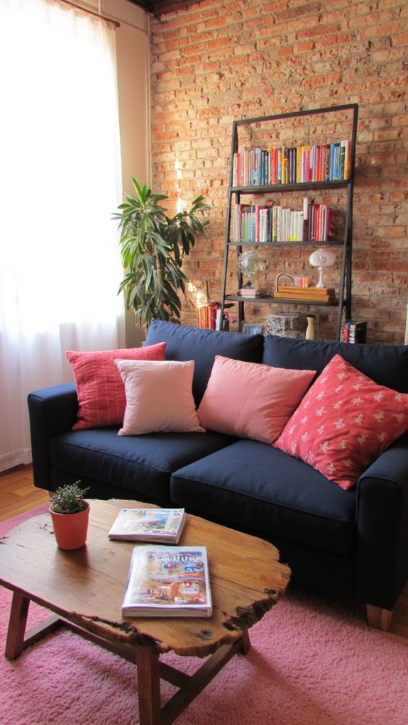 vibrant navy coral accents