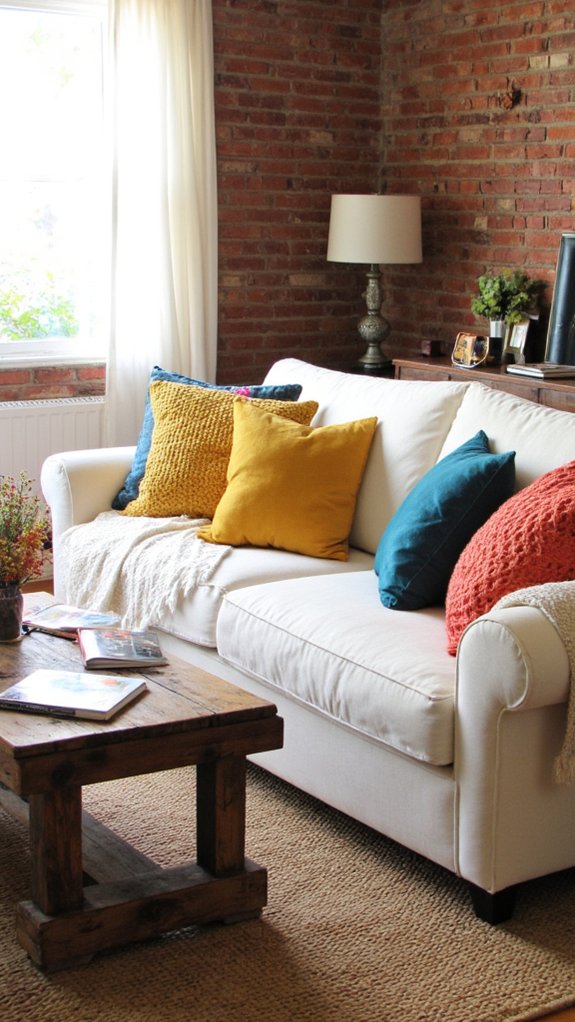 vibrant pillows and throws
