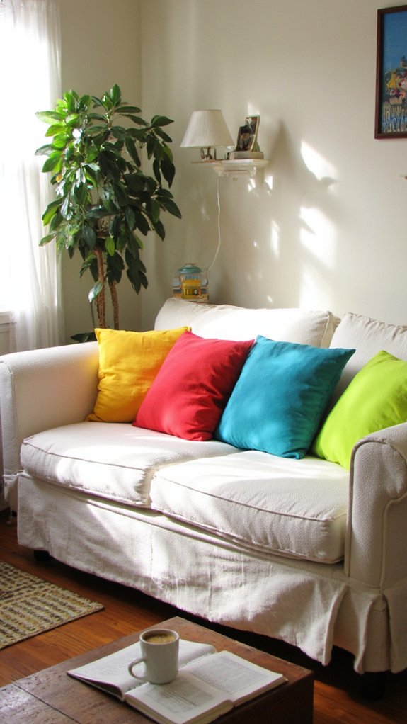 vibrant pillows energize space
