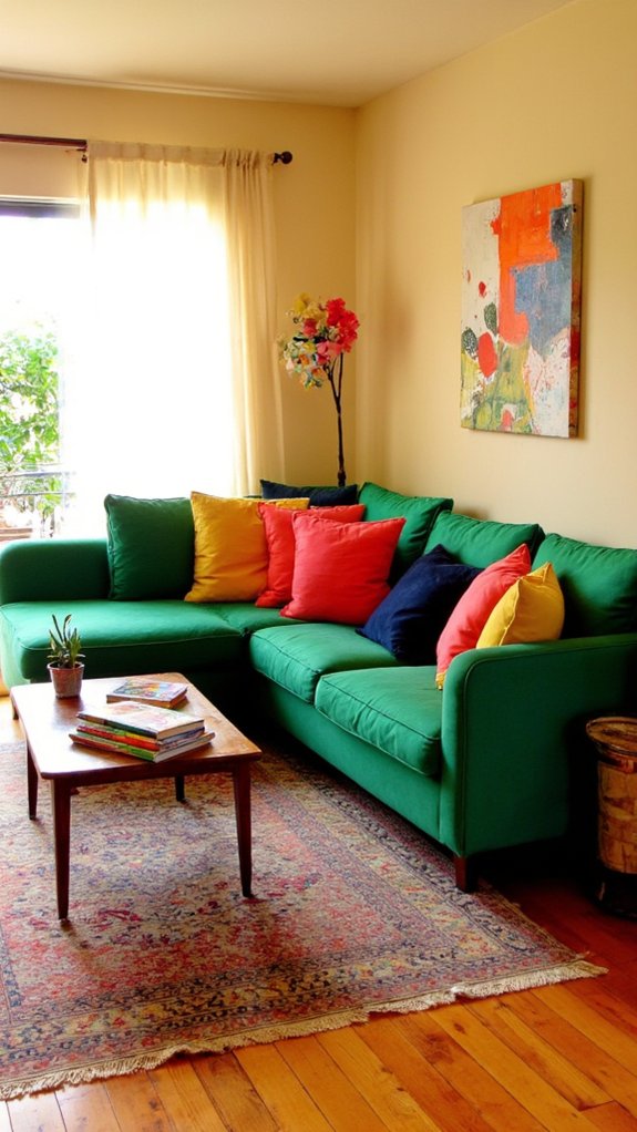 vibrant sofa energizes space