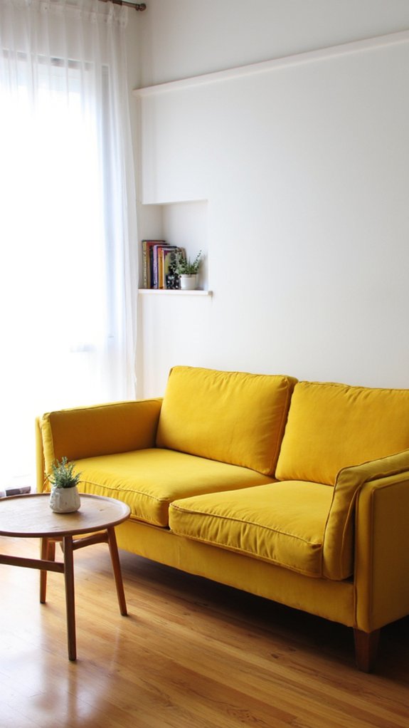 vibrant sofa enhances minimalism