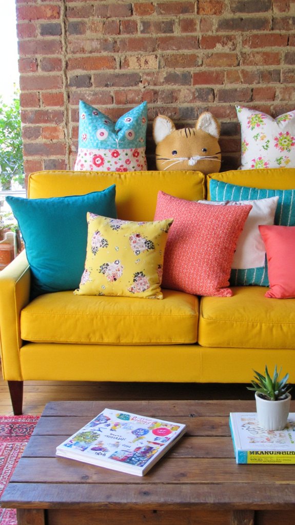 vibrant throw pillow accents