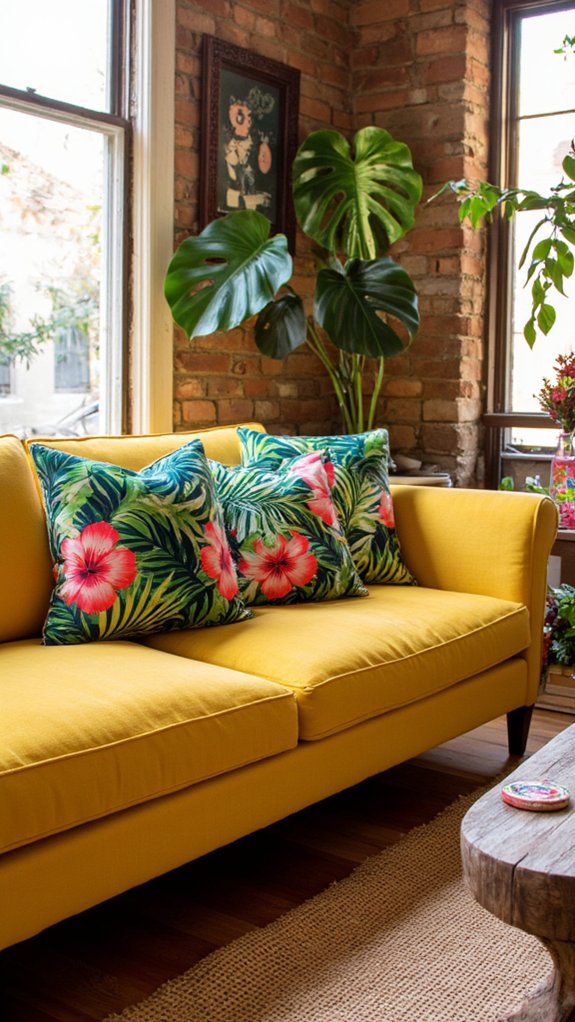 vibrant tropical print accents