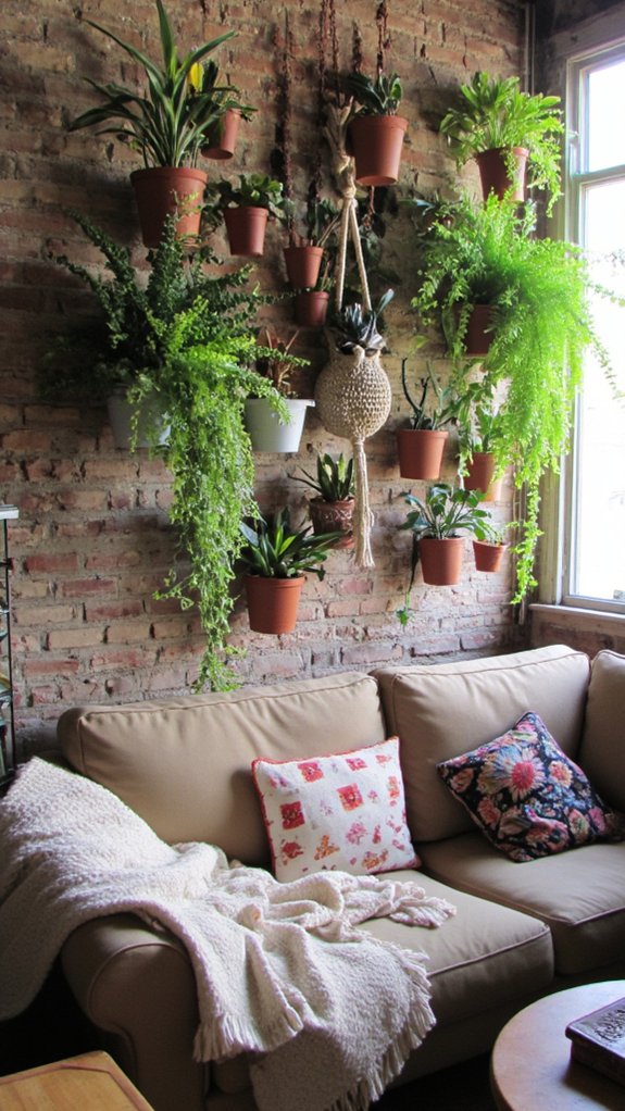 vibrant wall mounted plant display