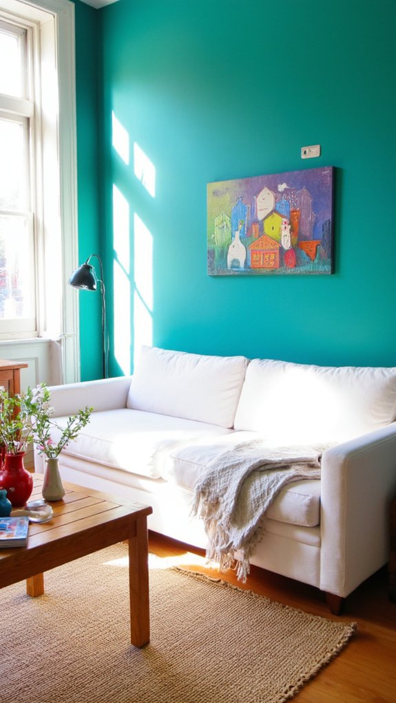 vibrant walls white sofa