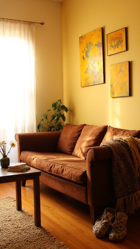 vibrant yellow artwork enhances