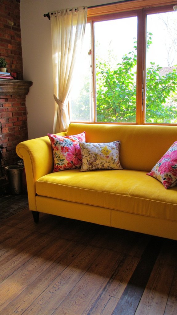 vintage floral yellow sofa