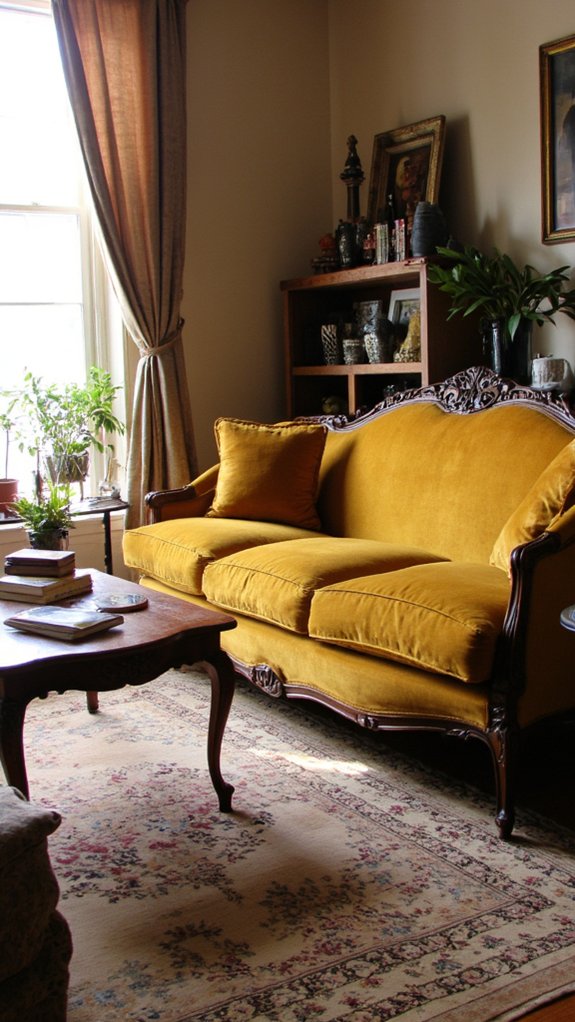 vintage glam mustard velvet