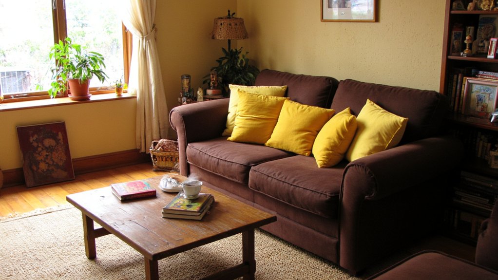 warm brown and yellow d cor