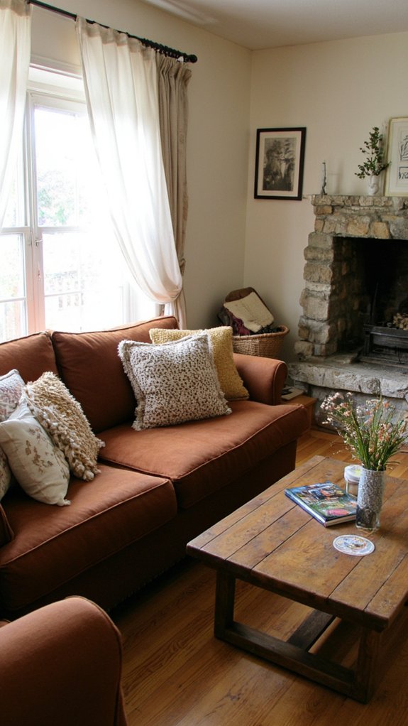 warm brown sofa charm